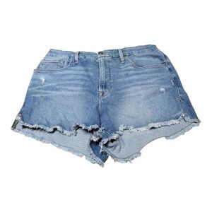 Playful Good American Blue Distressed Jean Shorts - Size 12/31